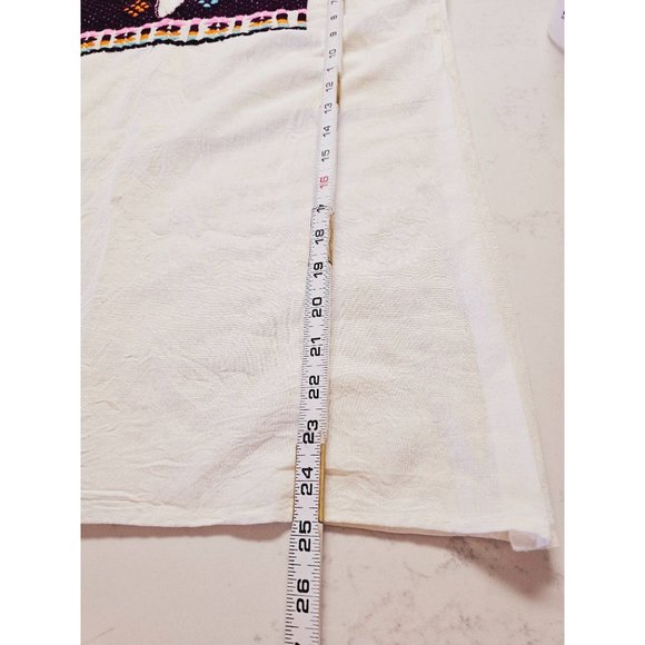 Hand Stitched and embroidered blouse size Medium white purple cotton - Picture 6 of 12